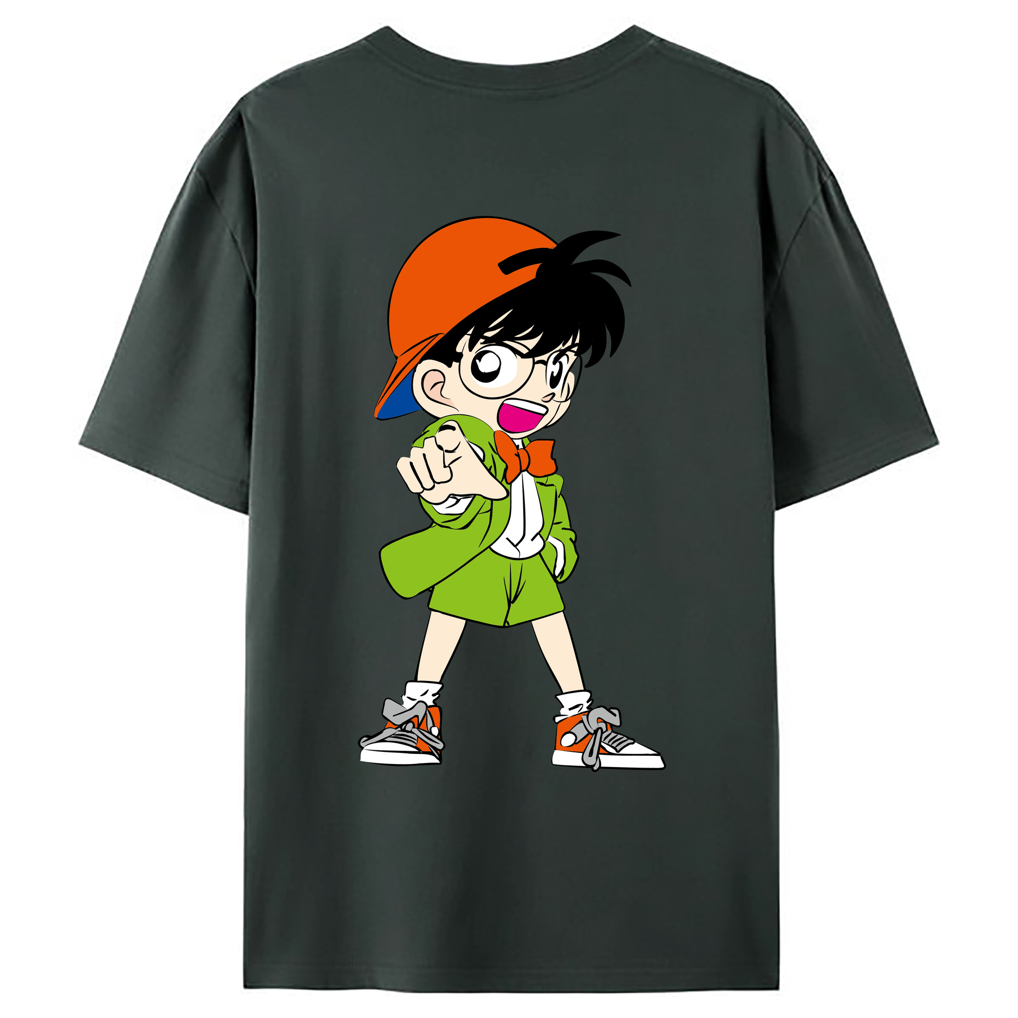 （画像用） 名探偵コナン 江戸川 コナン Detective Conan Conan Edogawa 綿100％ メンズ半袖Tシャツ（バックプリント） 通気性